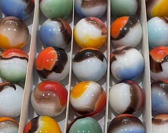 25 Vitro Blackline All Reds - Collectible Vintage Glass Marbles in a gift box