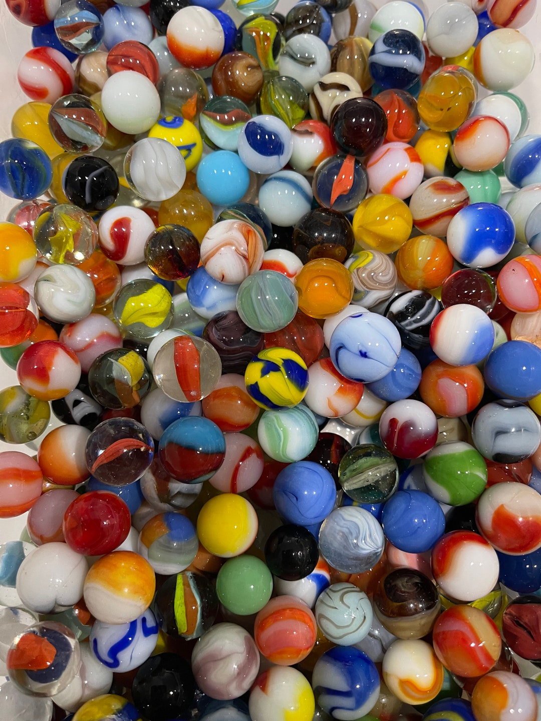 25 Antique and Vintage Marbles Mixed Multicolor Glass Toy Marbles, for