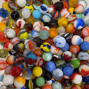 25 Antique and Vintage Marbles - Mixed Multi-Color Glass Toy Marbles, for crafts, décor, collections or games
