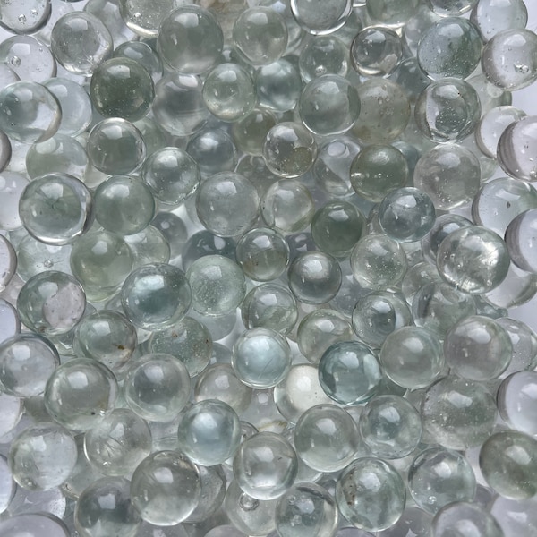 50 Transparent Clearies - Clear Based Glass Target Sized Toy Marbles, for Craft, Décor or Game play