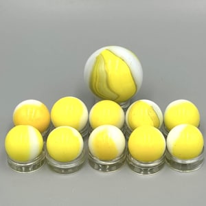 Yellow Patch Marbles: Set of 11, 10 Targets and 1 Shooter