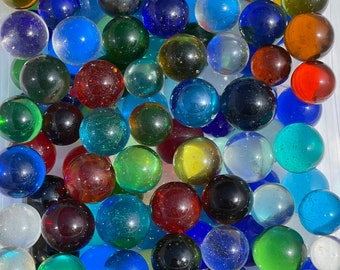 10 "Shooter" Clearies/Purees - Size 3/4" to 1" Vintage Toy Marbles for Crafts, Games or Décor