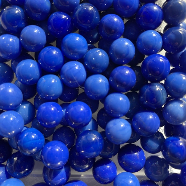 25 Dark Blue Game Marbles - Solid Color Glass Vintage Marbles for games, décor or crafts