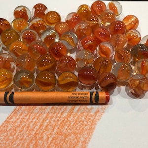 25 Red-orange Cat's Eyes Marbles Vintage Single-color, Multi-vanned ...