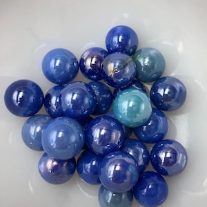 Jeu de billes bleu nacré mélangées de 0,61" à 0,7" : lot de 25