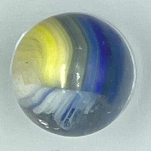Akro Popeye Patch - Blue, Yellow and White Marble .64": Set of 1