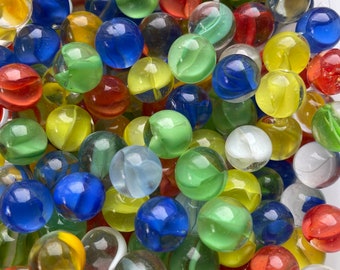 50 Mixed Cat's Eyes - Single-Color Multi-Vane Glass Toy marbles, for crafts, décor or game play