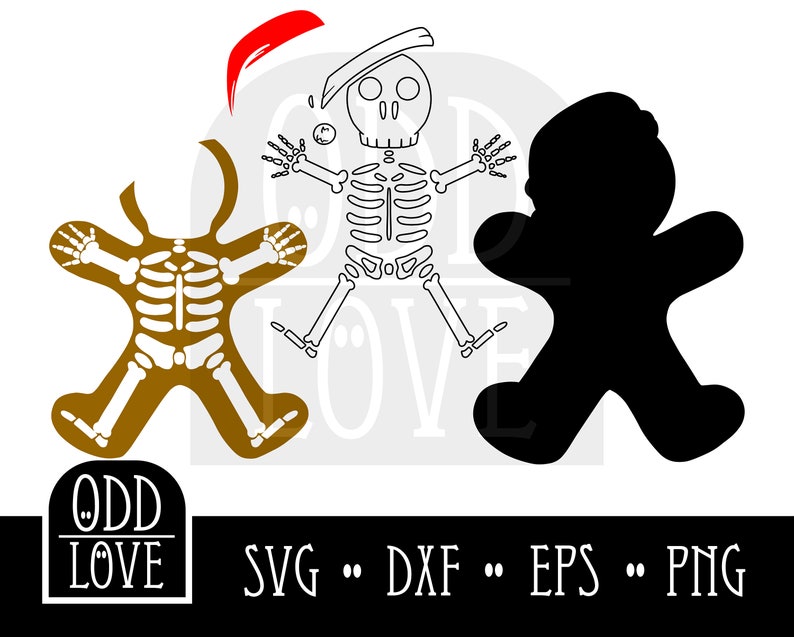 Christmas SVG Gingerbread Man Skeleton Cutfile Cute Gothic ...