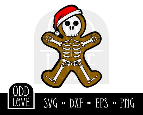 Christmas SVG Gingerbread Man Skeleton Cutfile, Cute Gothic Holiday Cuttable Craft File, Vector Image For Vinyl, PNG File For Sublimation