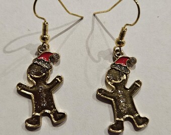 Pendientes navideños de jengibre esmaltados