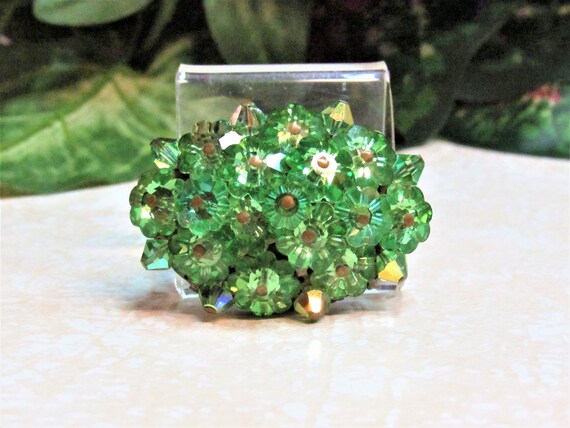 Vintage Large Green Margarita Rhinestone Pin Brooc