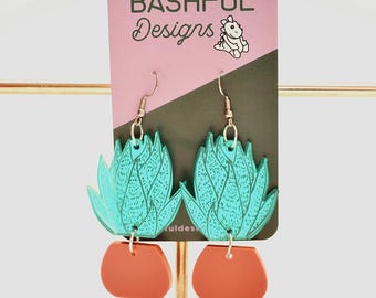 Queen Agave plant quirky statement dangle earrings