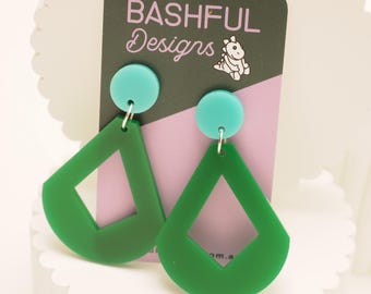 Green Diamond Drop statement dopamine dangles