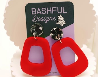 Life on Mars? red and black fun-shaped dopamine earrings