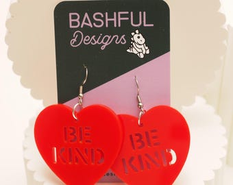 We Heart Kindness red earrings fun shaped dangles