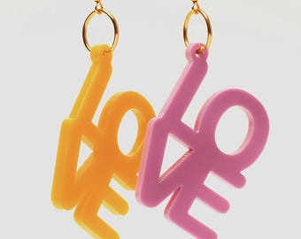 We Love Love purple and yellow colourful fun dopamine earrings