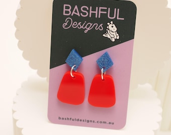 Drop It Like It’s Hot red dangle studs bold and quirky earrings