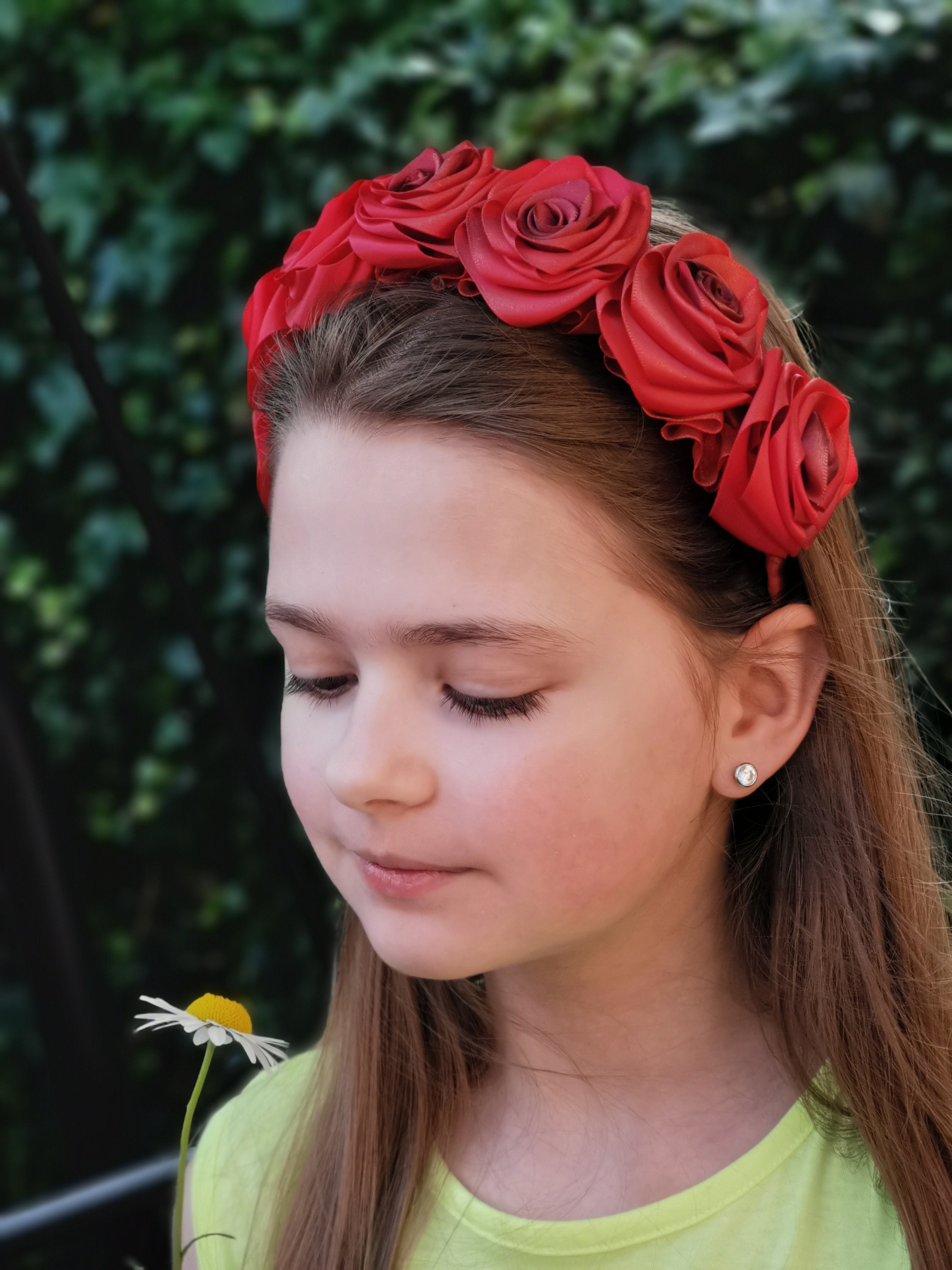 Red Headband/ Hair Accessories/ Red Satin Flowers/ Red Flower Etsy