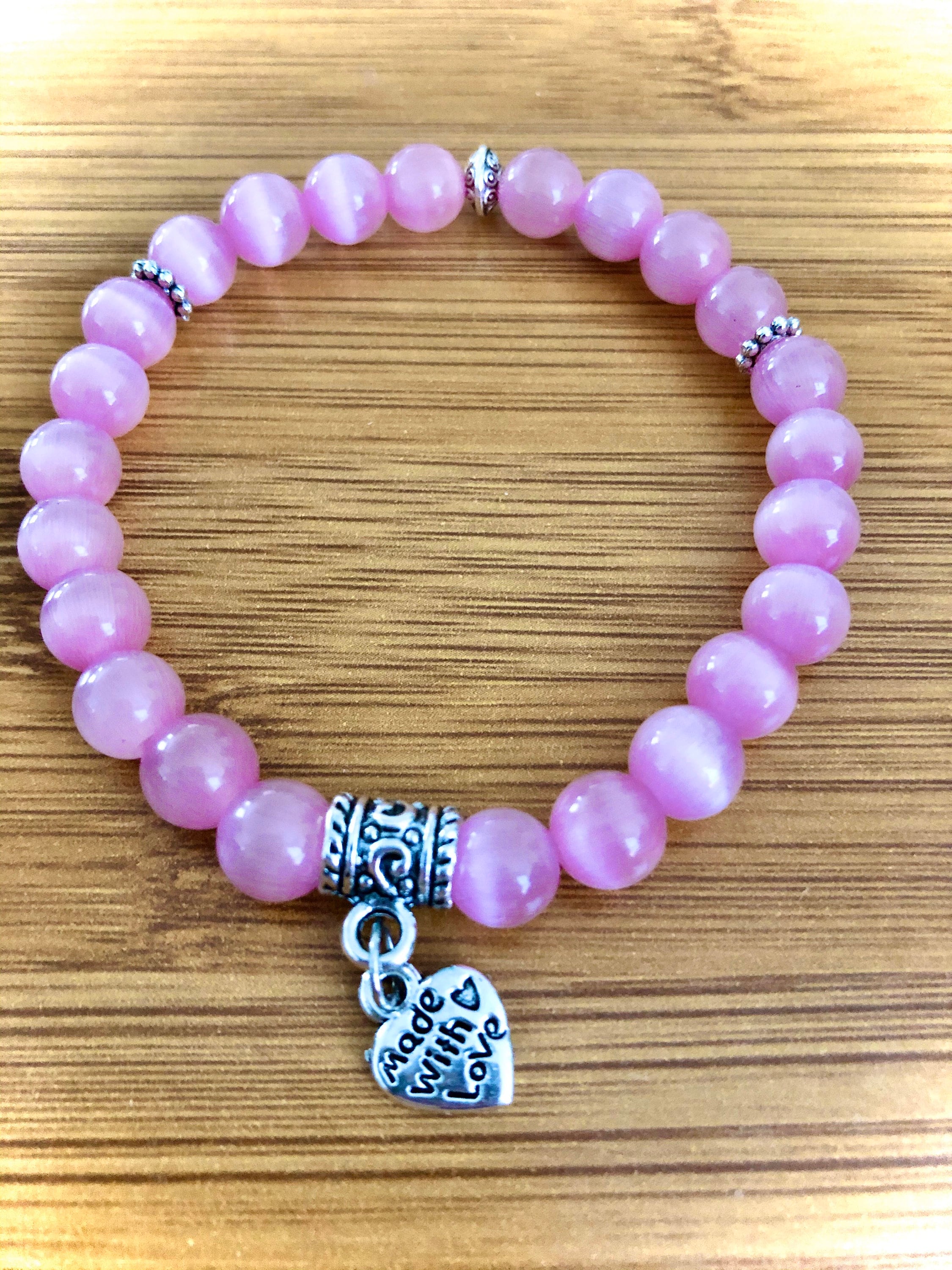 Love charm bead bracelets womens bead love bracelet pink | Etsy