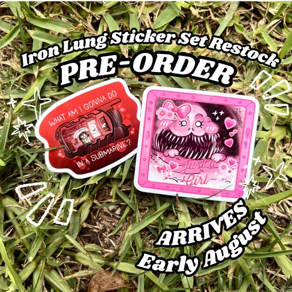 RESTOCK PREORDER Iron Lung Sticker Set - Indie Game, Markiplier, Simon the Convict, Submarine