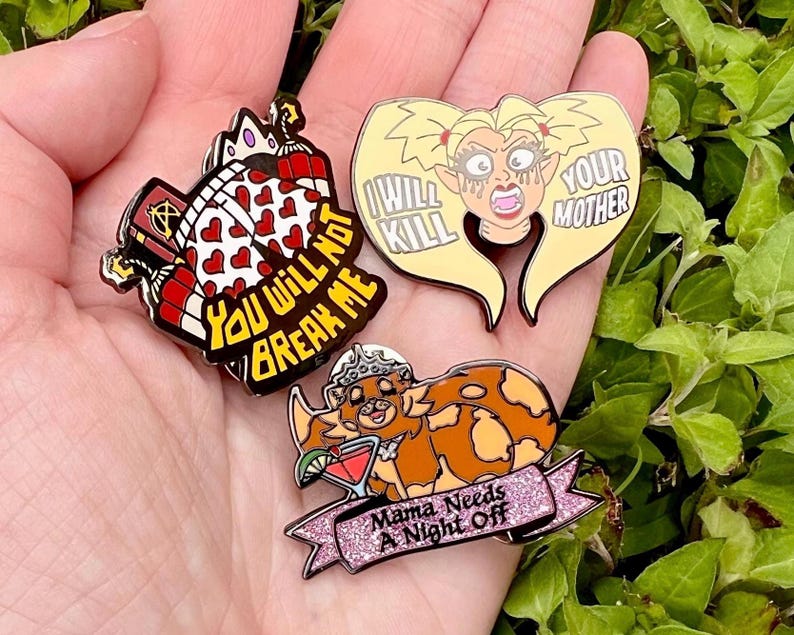 Dungeon Crawler Carl Enamel Pins – Samantha, Princess Donut, Mongo, Booktok LitRPG Set of 3