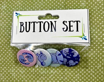 Manatee Button Set - kawaii - cute animals - animal lover - sea life - sea cow - mermaid