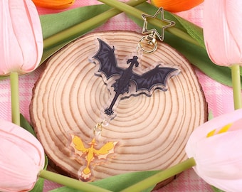 Acrylic Keychain Charm Dragon Rider - Onyx Storm - Book Gifts - Iron Flame - Booktok - Book Gift - Tairn - Andarna