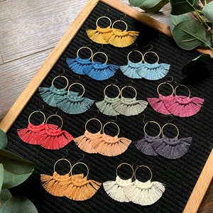 Macrame Earrings / Macrame / Boho Earrings / Bohemian / Boho Wedding / Bohemian / Bridesmaid Gift / Birthday Gift / Fall Earrings / Fall