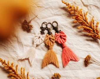 Mermaid Macrame Keychain / Macrame Keychain / Purse Charm / Birthday Gift / Gift For Her / Mermaid / Boho / Birthday Gift / Mermaid Gift