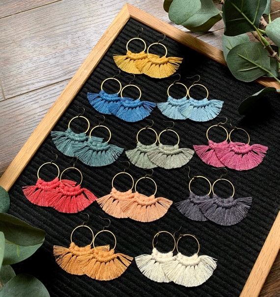 Macrame Earrings Macrame Boho Earrings Bohemian Boho Wedding  Bohemian Bridesmaid Gift Birthday Gift Fall Earrings Fall
