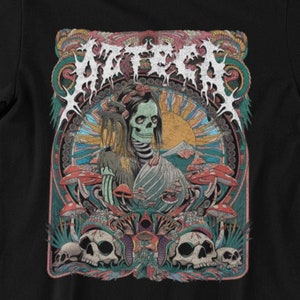 Azteca Death Metal T-shirt | Mictecacihuatl Goddess Art | Mexican Gothic Aesthetic | Death Metal Band Tee | Witchy Aztec Clothing