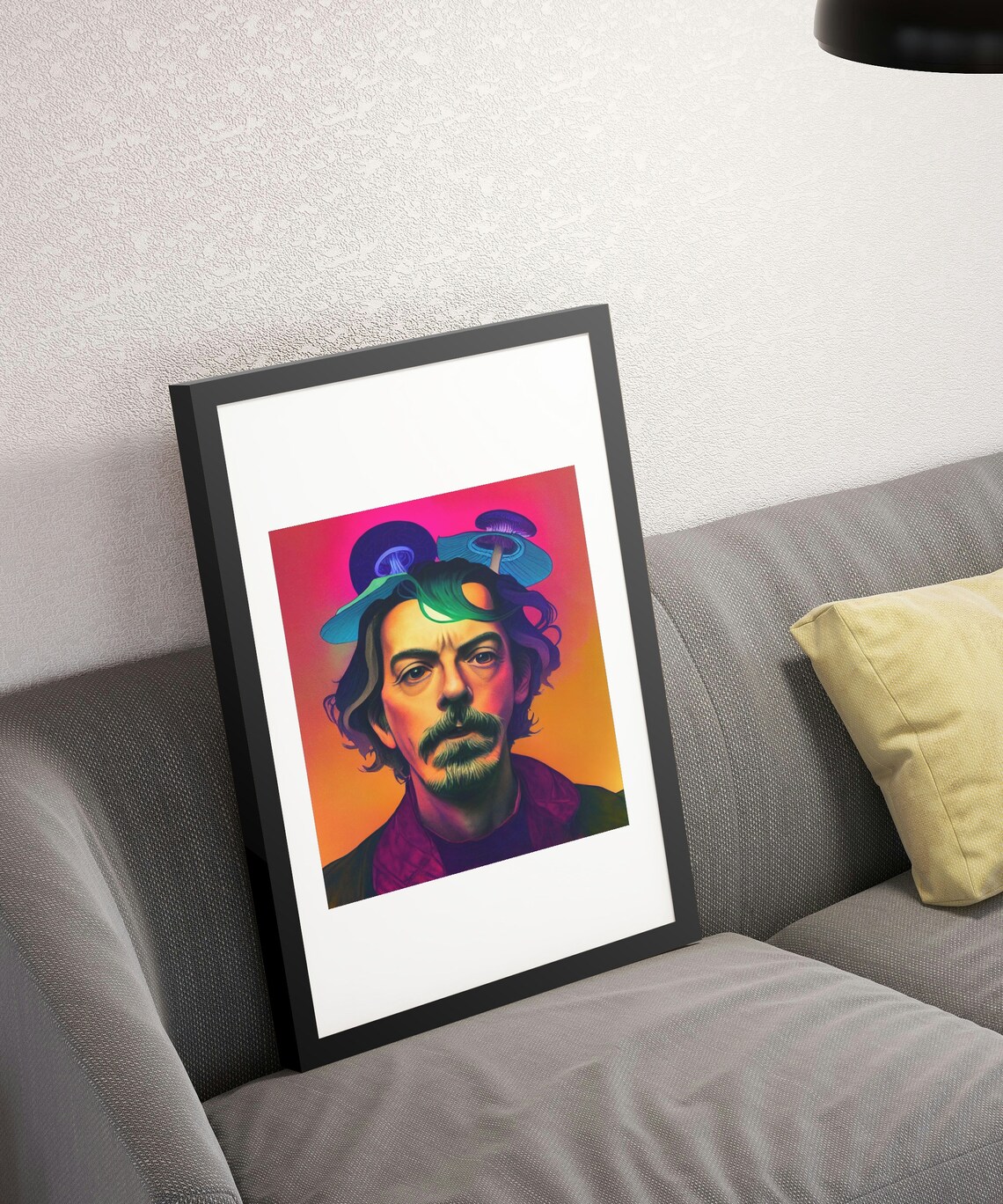 Alan Watts Mushroom Head Art Print Psychedelic Wall Art Etsy