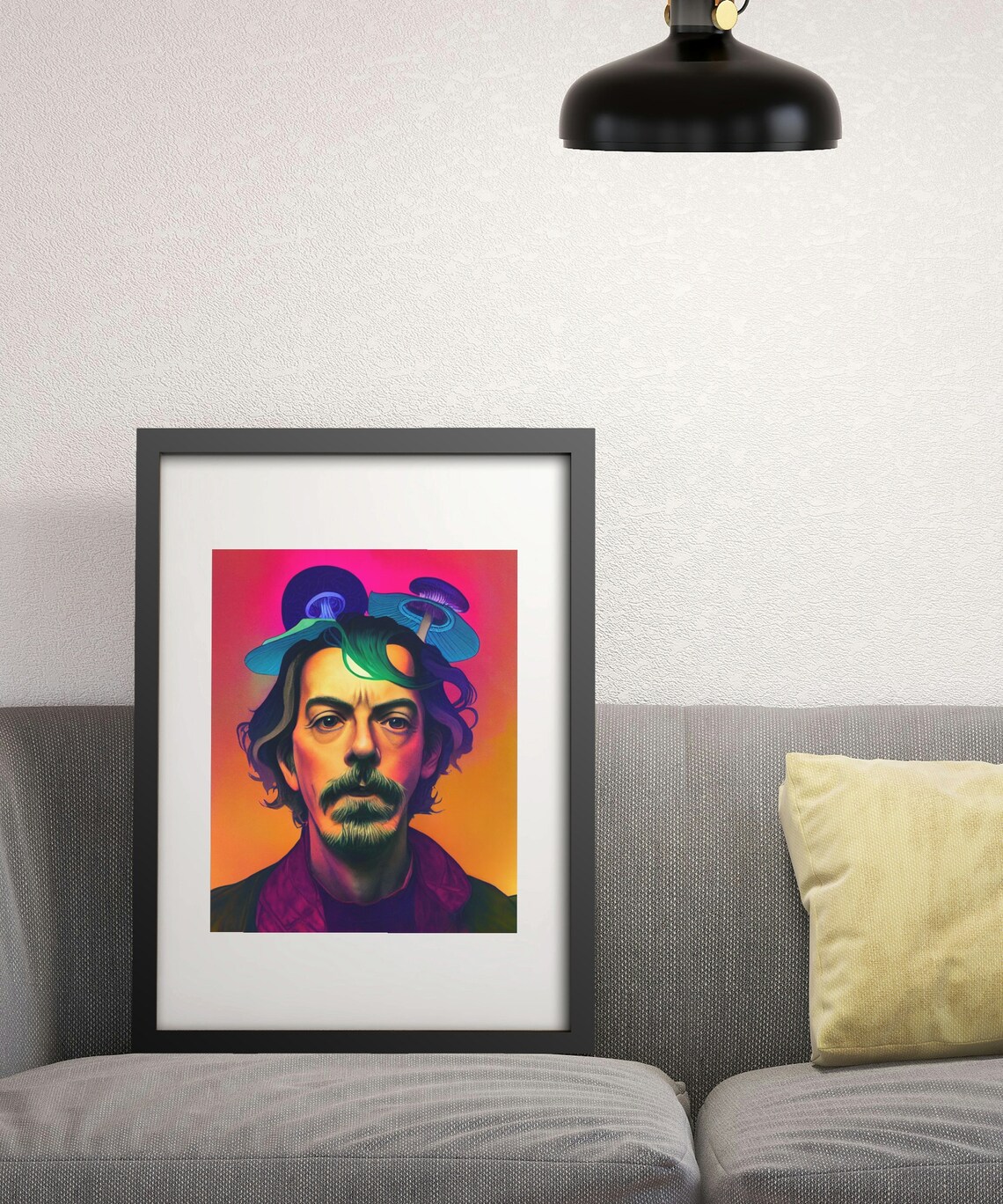 Alan Watts Mushroom Head Art Print Psychedelic Wall Art Etsy