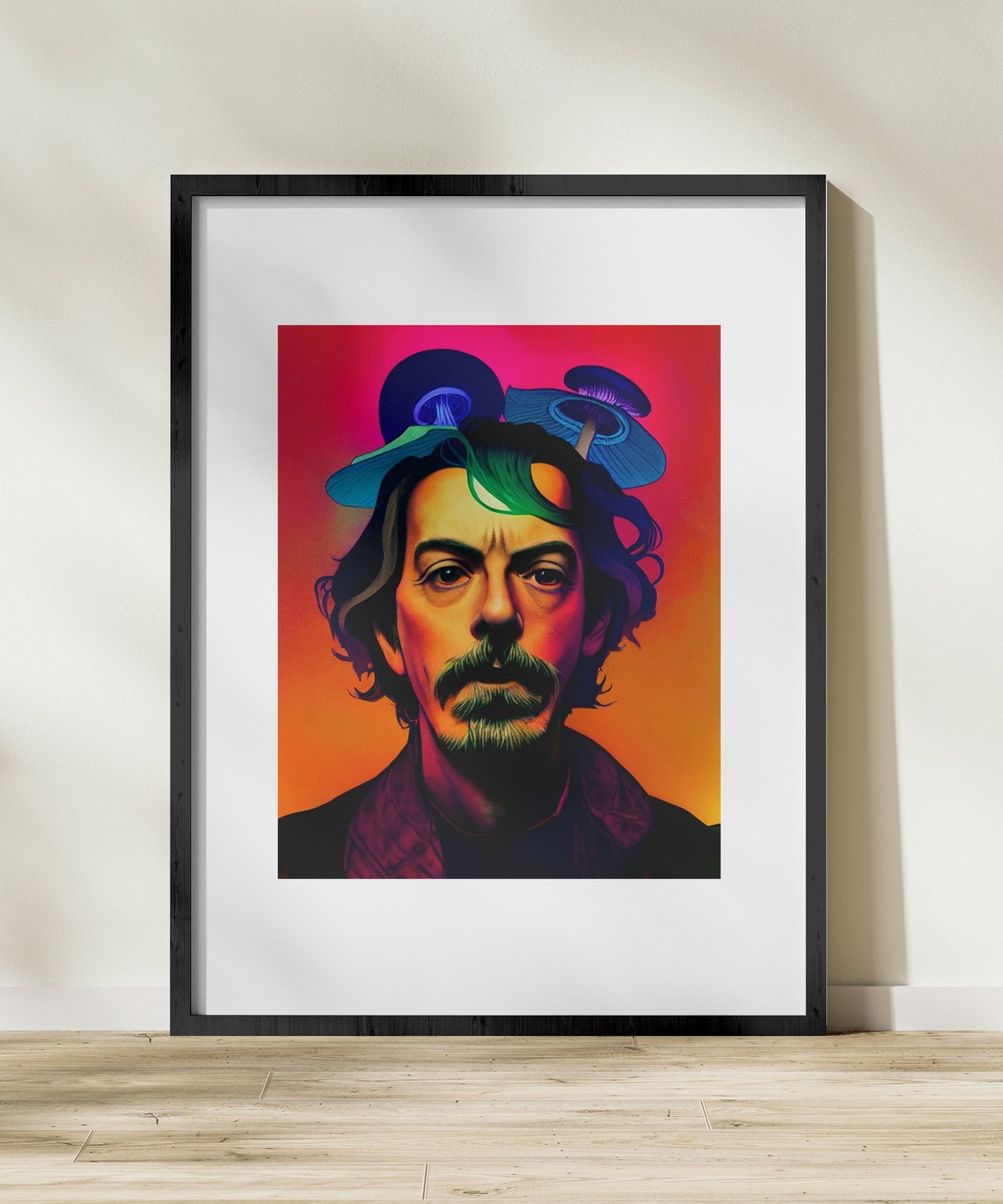 Alan Watts Mushroom Head Art Print Psychedelic Wall Art Etsy
