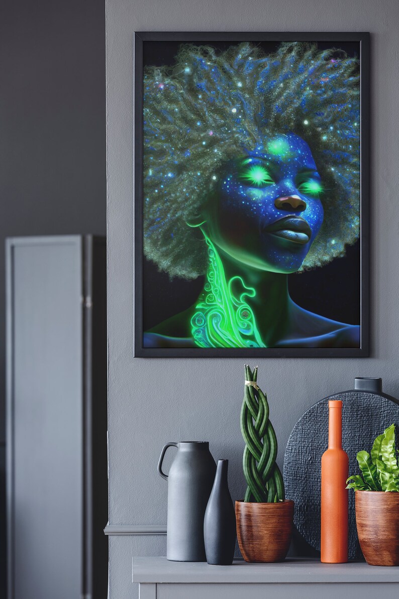 Cosmic Afro Goddess Digital Download Art Print Instant - Etsy