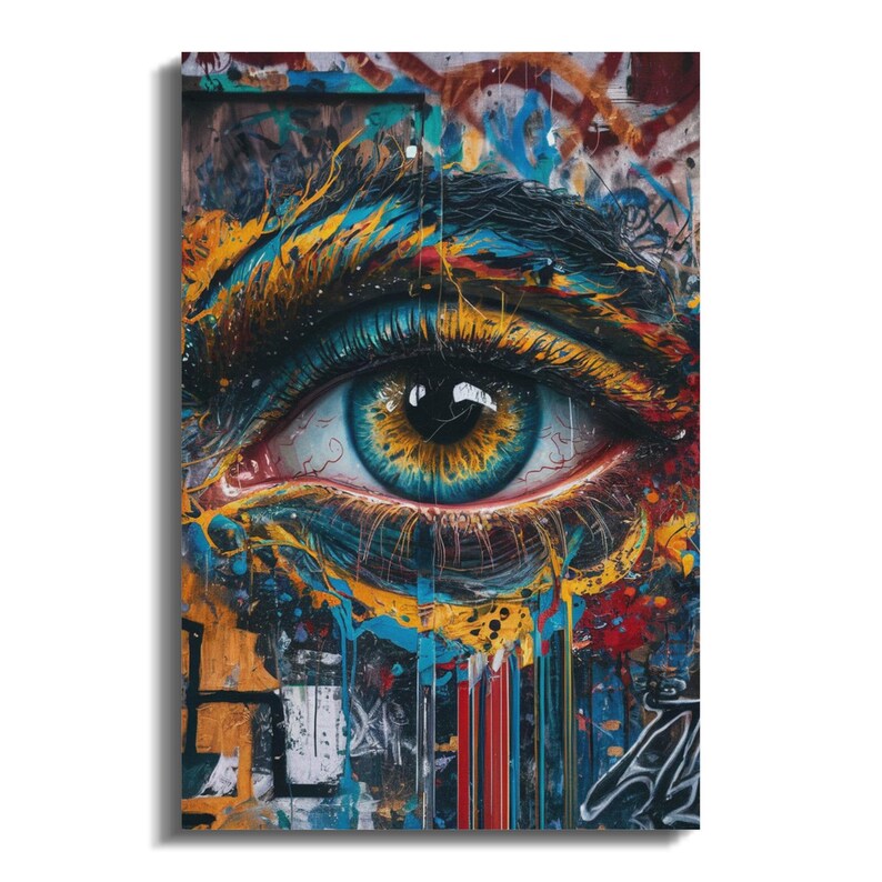 Abstract Eye Wall Art, Colorful Graffiti Eye Print, Modern Street Art Decor, Vibrant Urban Art