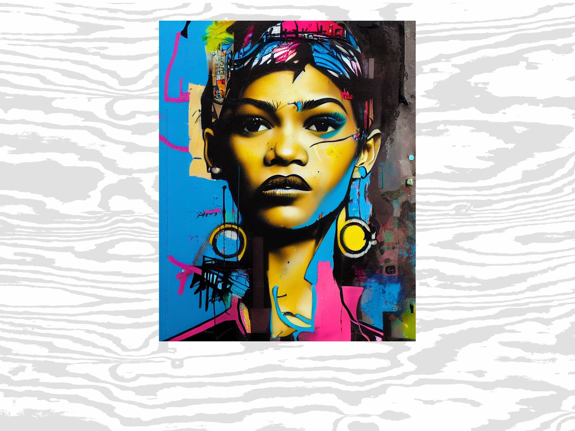 Zendaya Street Art Wall Art, Street Art Print, Girl's Bedroom Décor