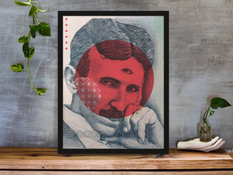 Third Eye Esoteric Nikola Tesla Art Print, Visionary Wall Art, Consciousness, Surreal, Spiritual Alchemist image 2