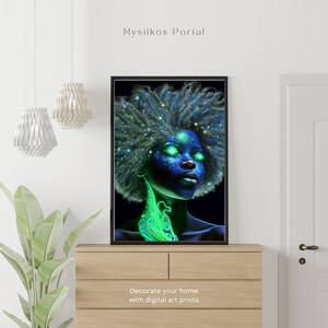 Cosmic Afro Goddess Digital Download Art Print, Instant, Celestial ...