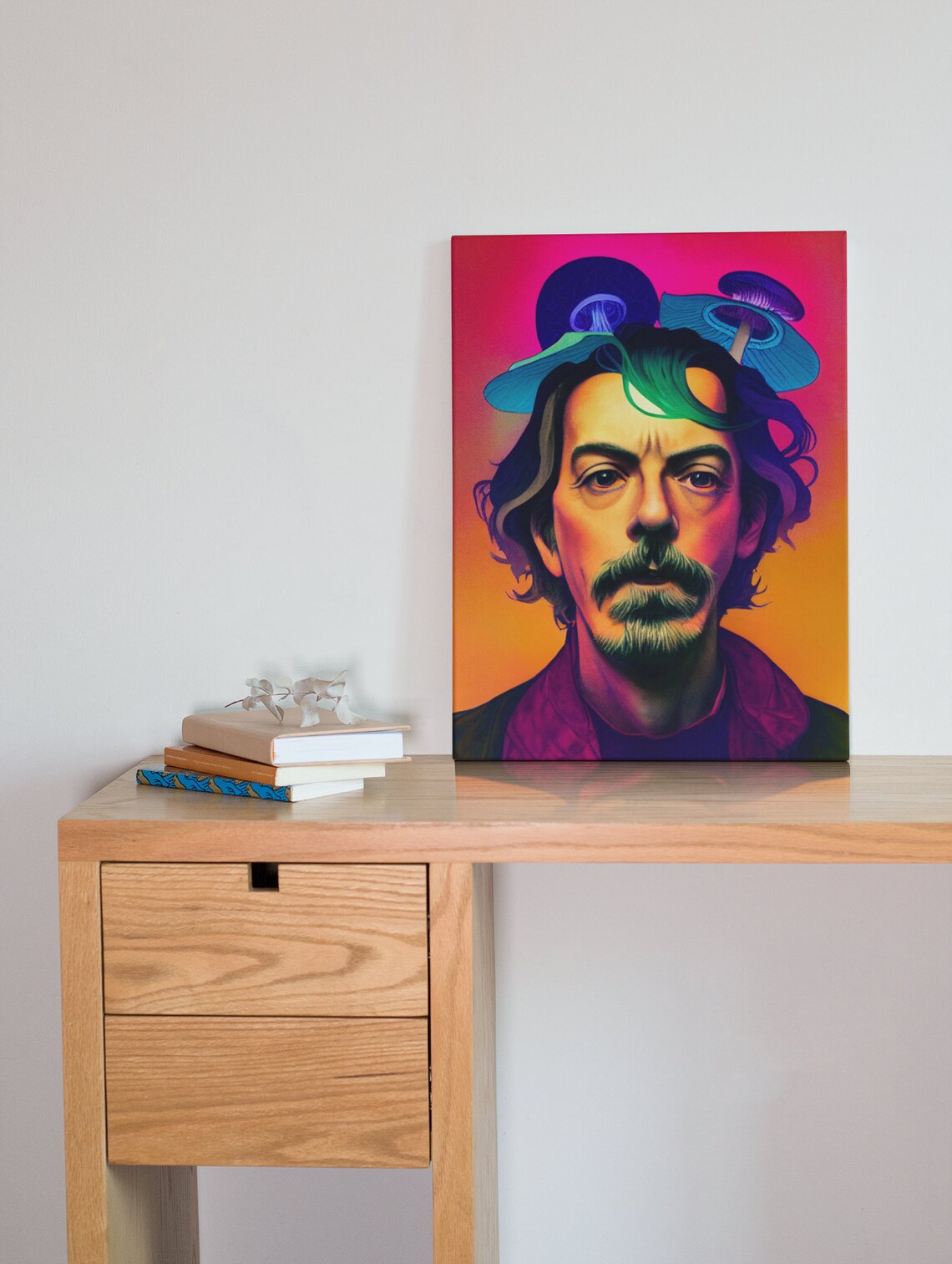 Alan Watts Mushroom Head Art Print Psychedelic Wall Art Etsy