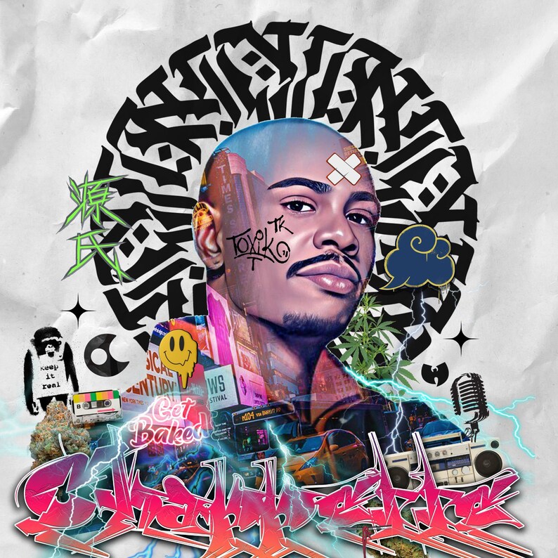 Dave Chappelle Street Art Print, Graffiti Style Wall Art, Surreal