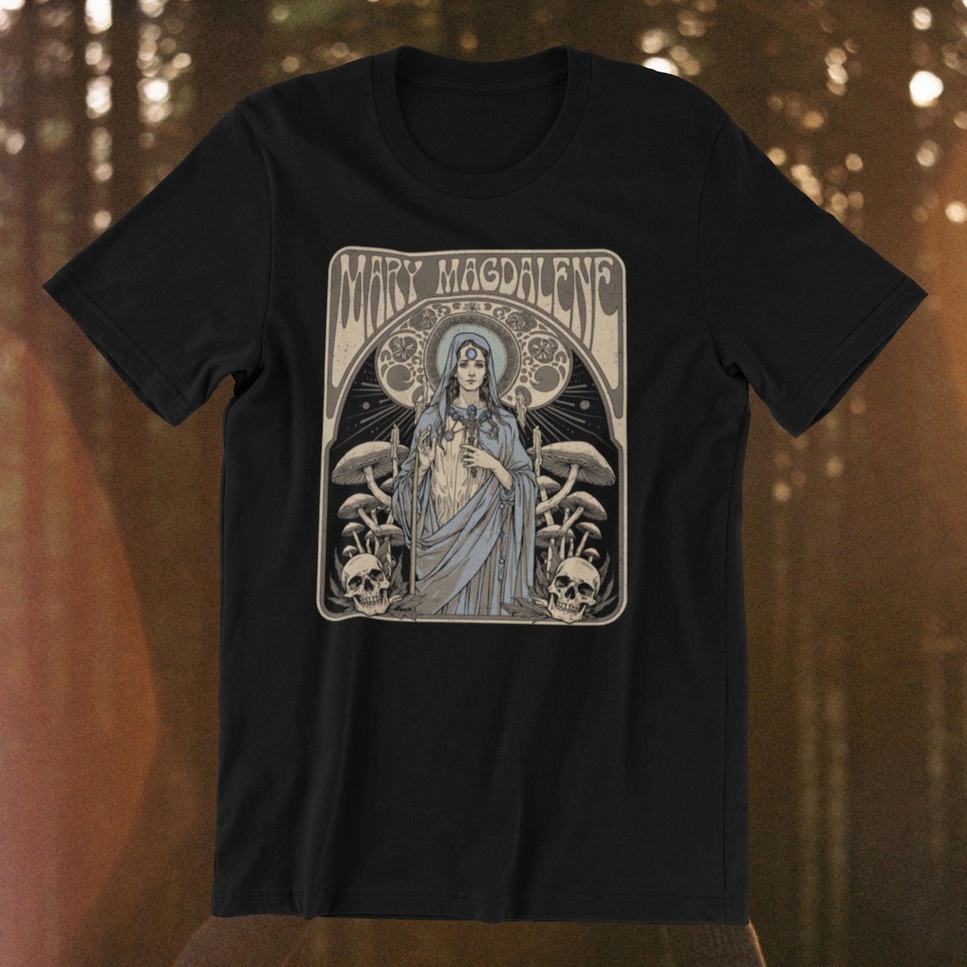 Mary Magdalene Black Unisex T-shirt | Art Nouveau Sacred Feminine