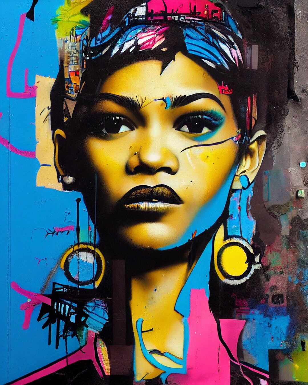 Zendaya Street Art Wall Art, Street Art Print, Girl's Bedroom Décor