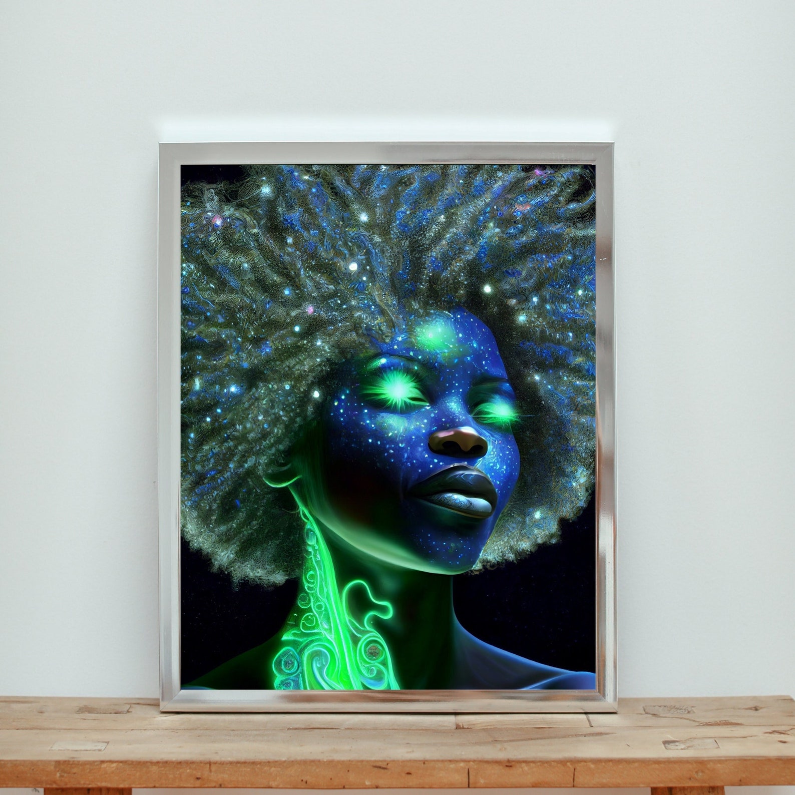 Cosmic Afro Goddess Digital Download Art Print, Instant, Celestial ...