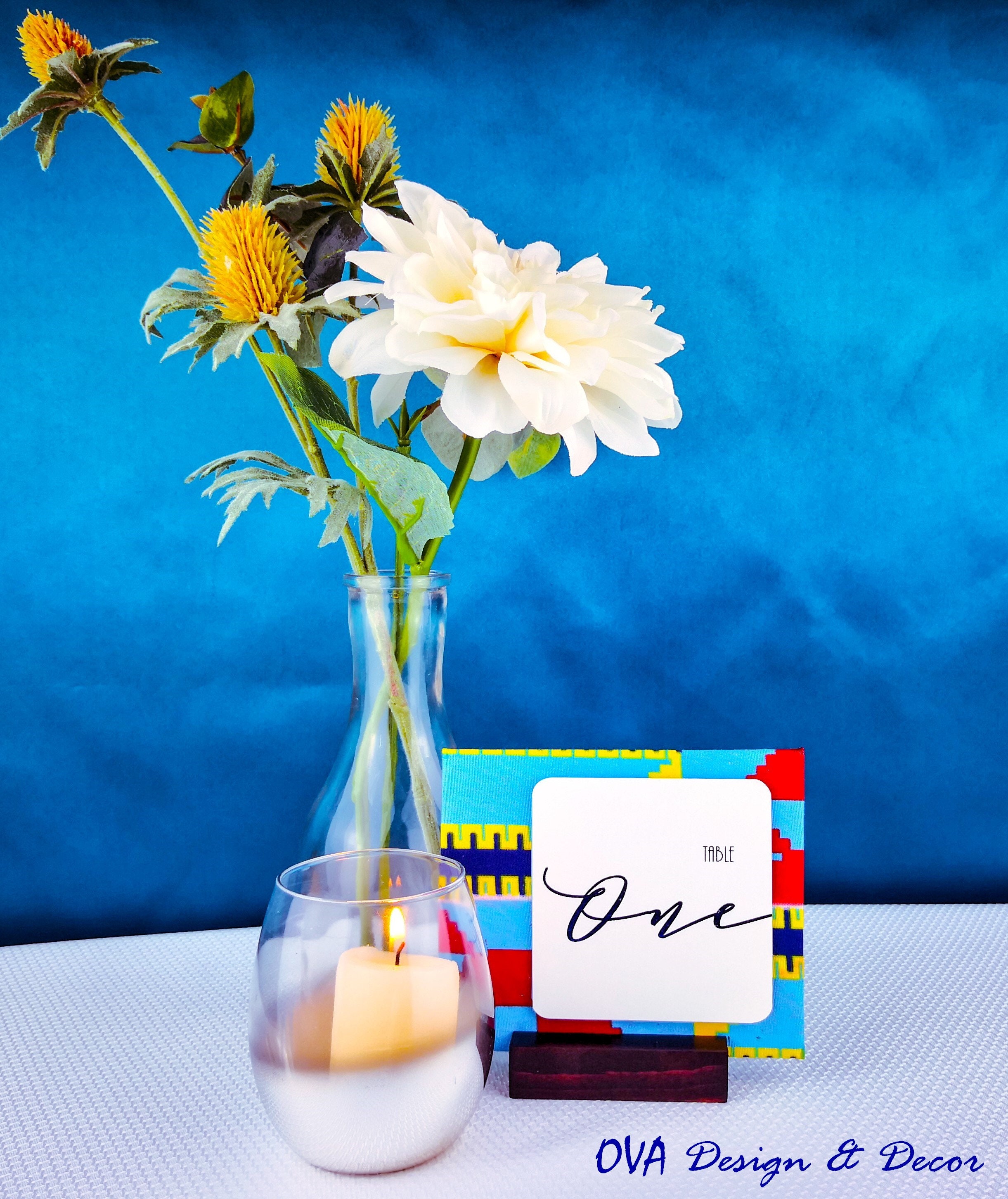 Table Numbers Table Number Holder Table Decoration Blue Kente