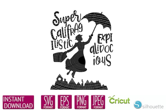 material Mary Poppins 15 Cliparts format Svg File for Cricut and Dxf File for Silhouette cutting machine plus Ai and Png file.