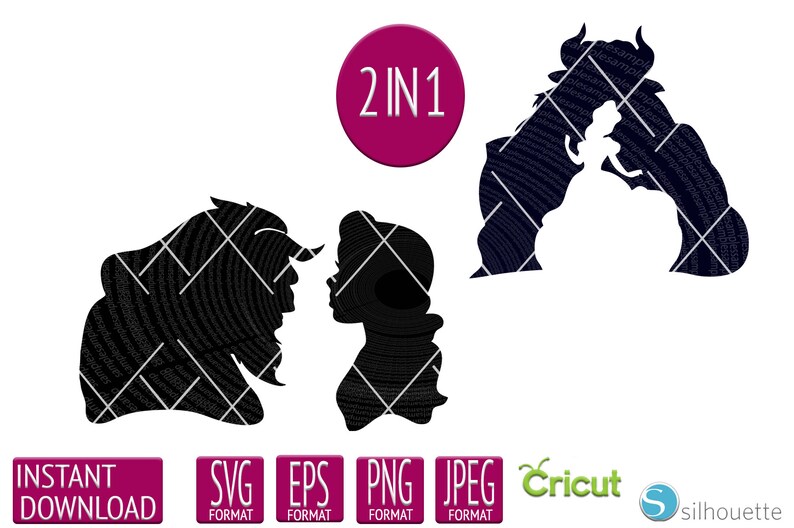 Download Beauty and the Beast SVG DXF Png Layered Cut File Cricut ...
