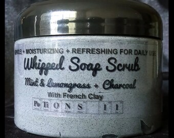Potions 11 Skincare: Whipped Soap Scrub Lemongrass & Mint + Charcoal with French Clay