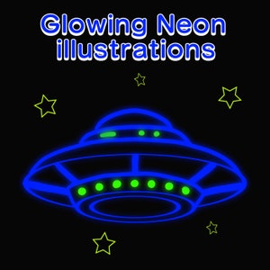 x20 Digital Glowing Neon Space Illustrations