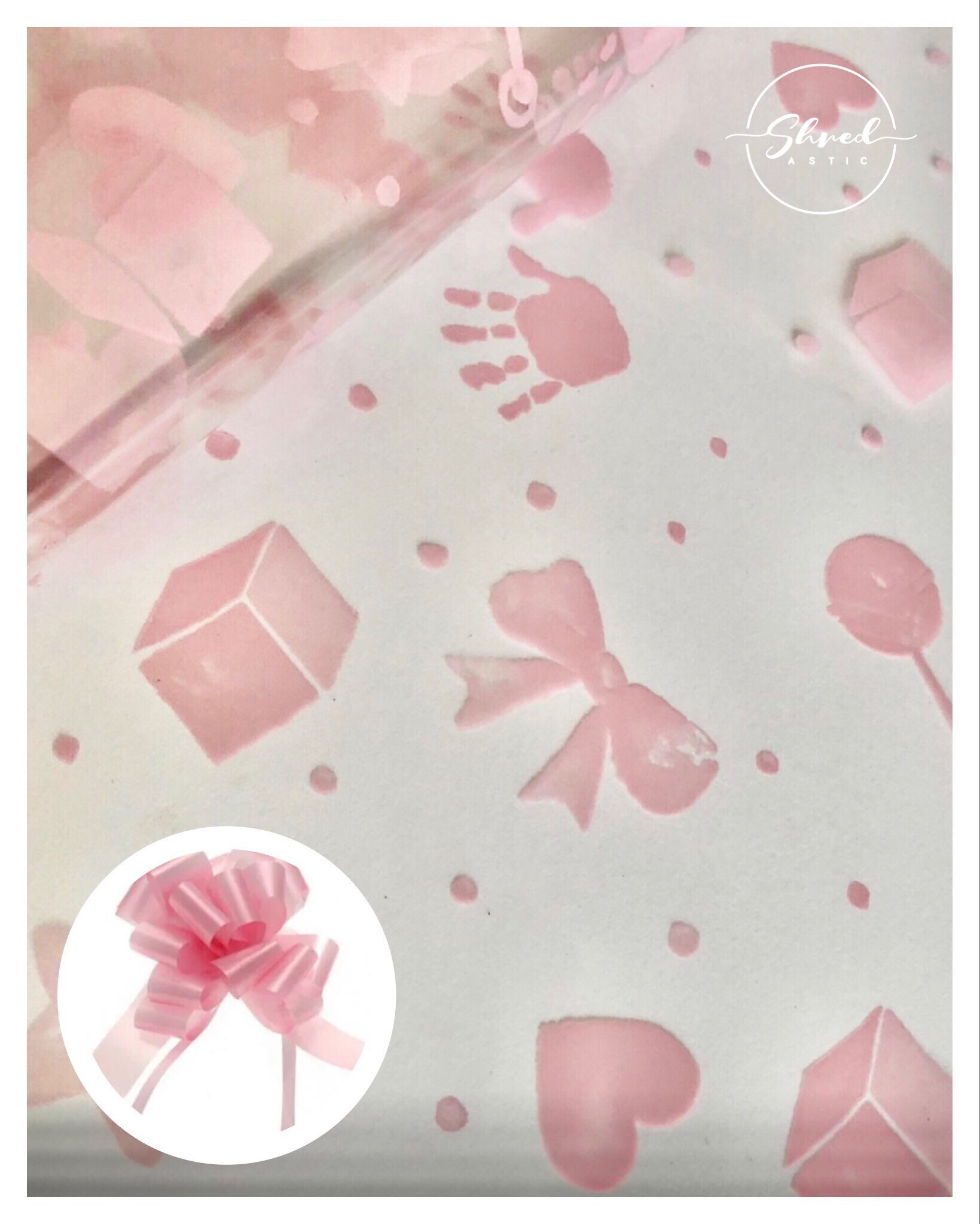 ShredAstic® Pink New Baby Print Cellophane Film & 30mm pale Etsy